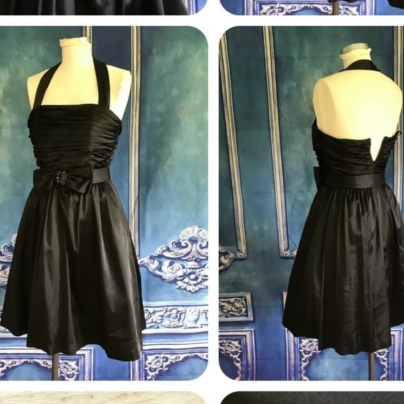 🖤WHBM,Gorgeous Black, Ruched Upper Cocktail Dress, Beaded Belt, Removable Strap - Picture 1 of 10